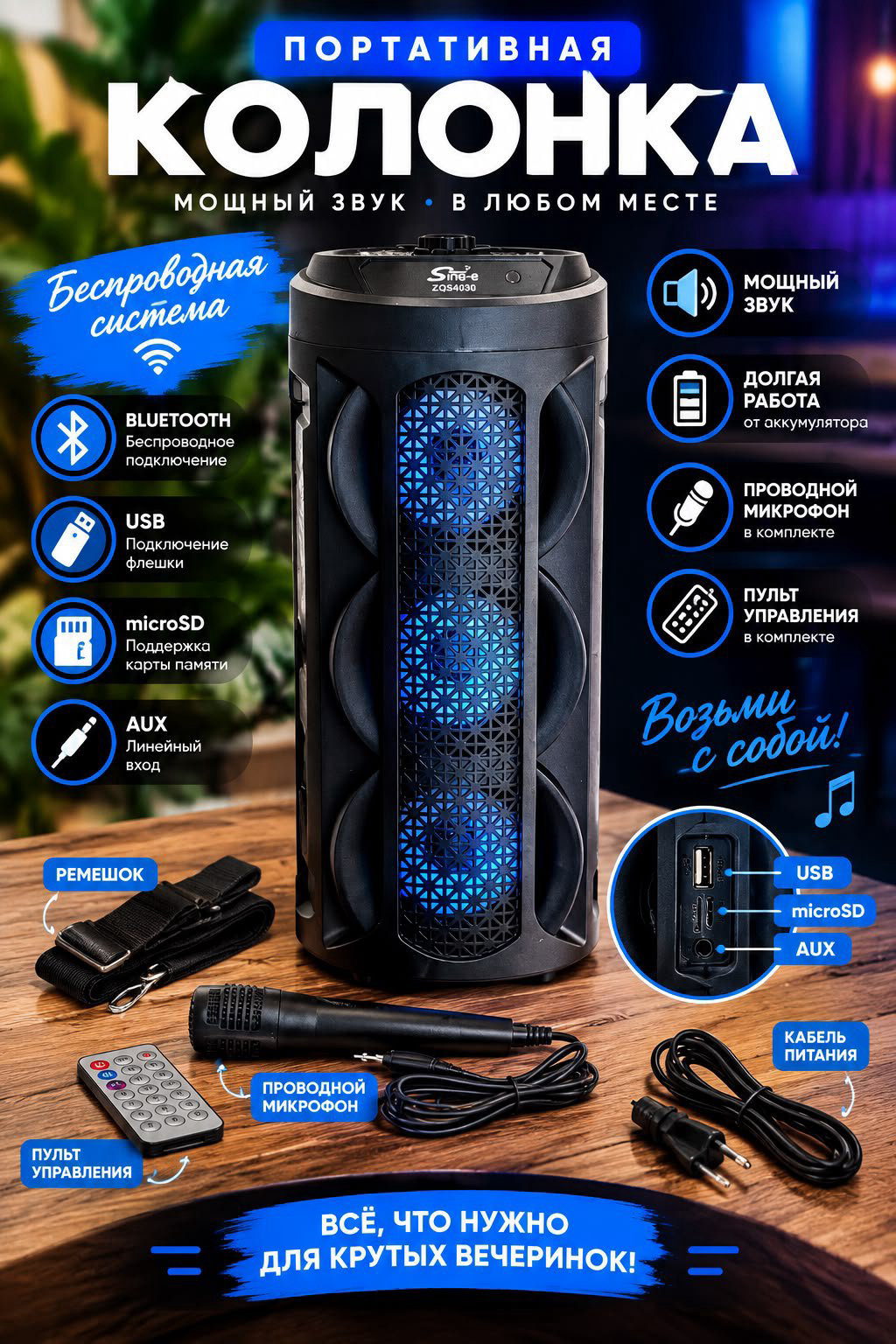 Беспроводная колонка ZQS4239 🔊